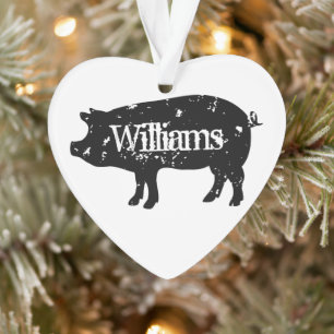 Süße Schweinesilhouette, maßgeschmückter Weihnacht Ornament