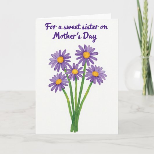 Süße Schwester Muttertags-Blumenkarte Karte (Vorderseite)