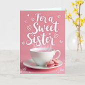 Süße Schwester Pink Hearts Karte (Gelbe Blume)