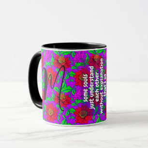 Süße Schwester Zitat & Florales Monogramm Besond Tasse