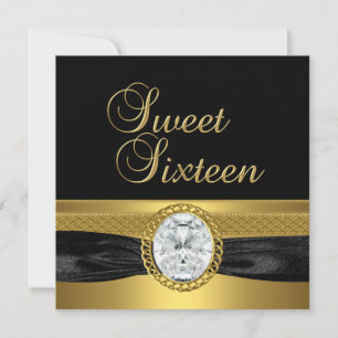Süße Sechzehn 16 Geburtstag Diamant Silber Gold Einladung