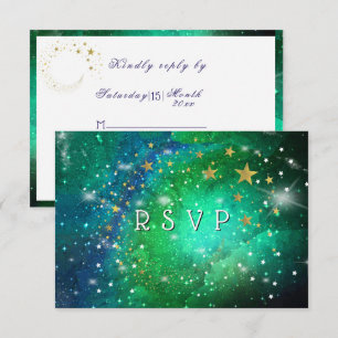 Süße Sechzehn Abend unter den Sternen Weltraumnebe RSVP Karte