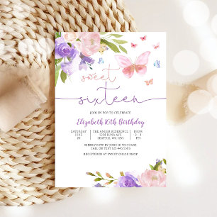Süße Sechzehn Blumen-Einladung Einladung