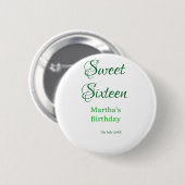 Süße Sechzehn grüner Name Datum Kalligrafie Boho R Button (Vorne & Hinten)