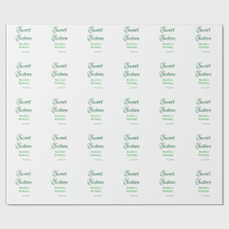 Süße Sechzehn grüner Name Datum Kalligrafie Boho R Geschenkpapier