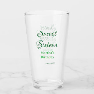 Süße Sechzehn grüner Name Datum Kalligrafie Boho R Glas