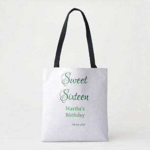 Süße Sechzehn grüner Name Datum Kalligrafie Boho R Tasche