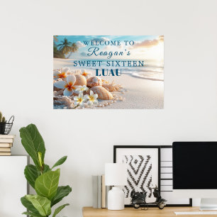 Süße sechzehn Hawaiianische Luau-Tropenstrandblume Poster