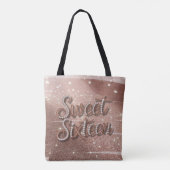 Süße Sechzehn in Roségold und Perlen Tasche (Rückseite)