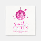 Süße Sechzehn Pink Disco-Kugel 16. Geburtstagsfeie Serviette (Vorderseite)