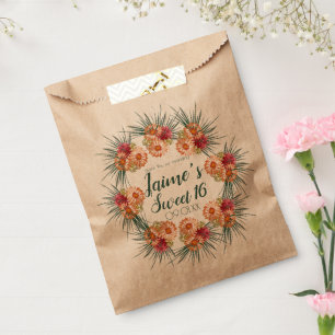 Süße Sechzehn Wasserfarben Floral Pfirsich Grün Geschenktütchen