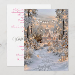 Süße Sechzehn Winter-Wunderland Prinzessinnen Schl Einladung