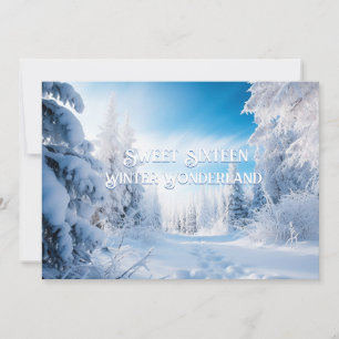 Süße Sechzehn Winterwunderland Kiefern Schnee Einladung
