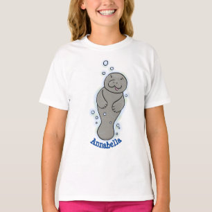 Süße Seekuh-Baby-Illustration mit Blasen T-Shirt