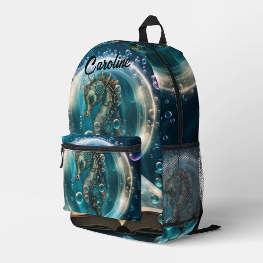 Süße Seepferdchen Bedruckter Rucksack (Rückseitige Ecke Rechts)