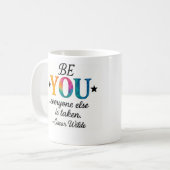 Süße SEI DU SELBST! Inspirierender Spruch Kaffeetasse (Vorderseite Links)