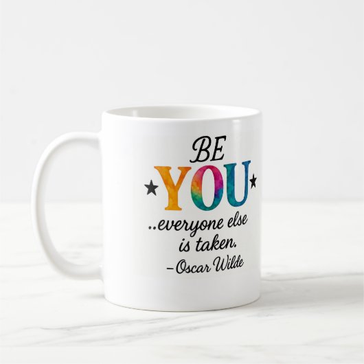 Süße SEI DU SELBST! Inspirierender Spruch Kaffeetasse (Links)
