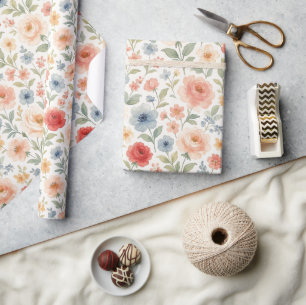 Süße Shabby-Chic-französische Blumendekor-Kunst Geschenkpapier