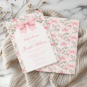 Süße Shabby-Chic-Rosabogen-Babymädchen-Party Einladung