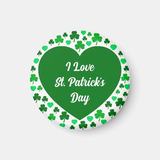 Süße Shamrocks und Herzen Grüner St. Patrick's Day Magnet (Vorne)