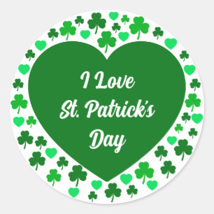 Süße Shamrocks und Herzen Grüner St. Patrick's Day Runder Aufkleber