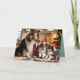 Süße Sheltie-Weihnachtsplätzchen-Karte Karte