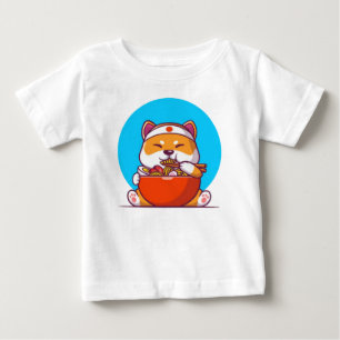 Süße Shiba Inu essen Ramen-Nudel-Cartoon Baby T-shirt