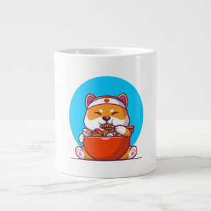 Süße Shiba Inu essen Ramen-Nudel-Cartoon Jumbo-Tasse