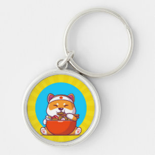 Süße Shiba Inu essen Ramen-Nudel-Cartoon Schlüsselanhänger