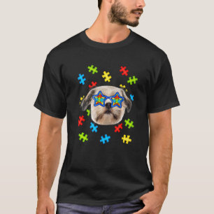 Süße Shih Tzu Autismus Puzzle Sonnenbrille Welpen T-Shirt