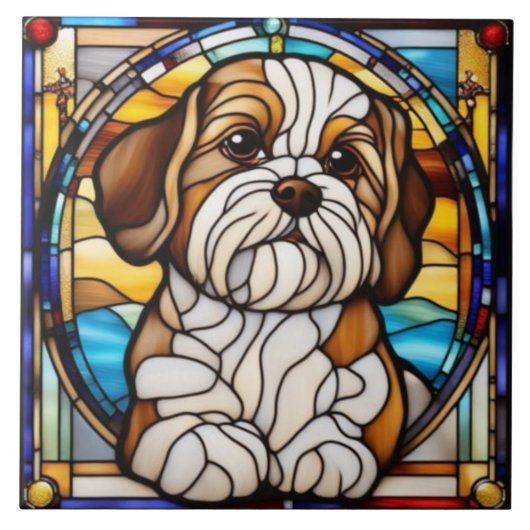Süße Shih Tzu Dekorative Keramikfliese (Vorderseite)