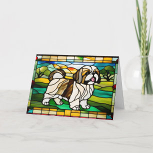 Süße Shih Tzu Glasmalerei Karte