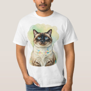 Süße siamesische Katze Blaue Augen Aquarell Hausti T-Shirt