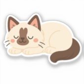 Süße siamesische Katze schlafend Aufkleber (Vorderseite)
