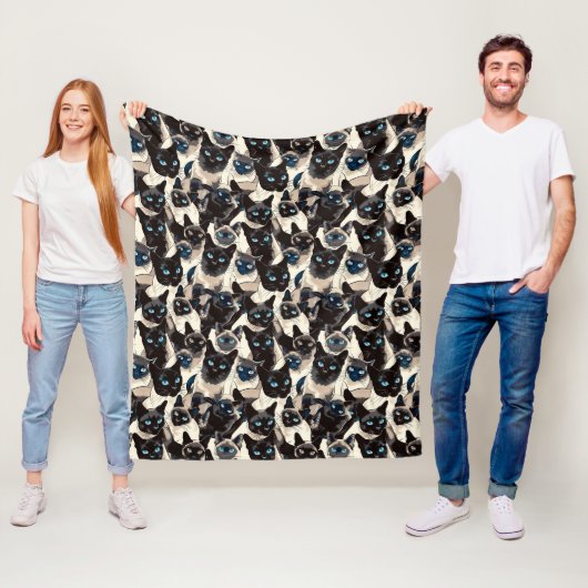 Süße siamesische Katzen Muster Haustier Fleecedecke (Beispiel)