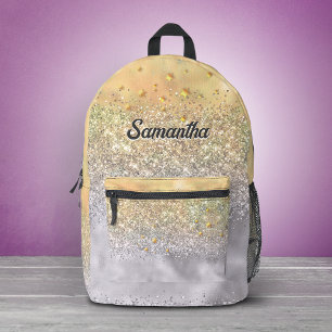 Süße silberne goldene Glittersterne Monogramm Bedruckter Rucksack