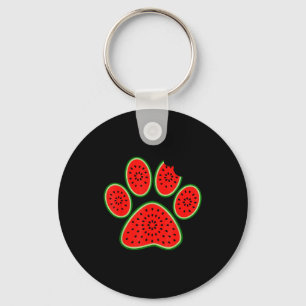 Süße Silhouette von Hundepfote Wassermelone Scheib Schlüsselanhänger