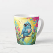 Süße singende Blaue Vogel Latte Tasse (Rechte Ecke)