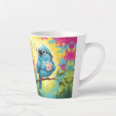 Süße singende Blaue Vogel Latte Tasse (Rechts)