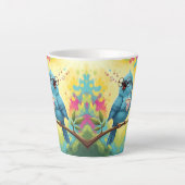 Süße singende Blaue Vogel Latte Tasse (Vorderseite)