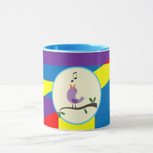 Süße singende Vogel-Abstrakt-Farben-Label-Kunst Tasse