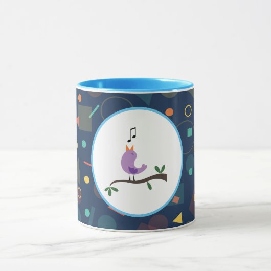 Süße singende Vogel-Kinder-Muster-Illustration Tasse (Zentrum)