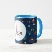 Süße singende Vogel-Kinder-Muster-Illustration Tasse (VorderseiteRechts)