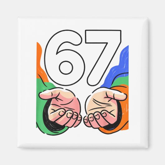 Süße Six Seven 6 7 Meme Gen Alpha Slang 6 7 Hände Magnet (Vorne)