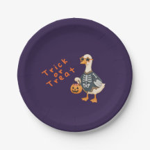 Süße Skelett-Enten-Halloween-Party-Papierteller