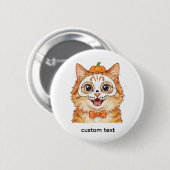 Süße Skelett-Gesichtsbemalung Ingwerkatze Hallowee Button (Vorne & Hinten)