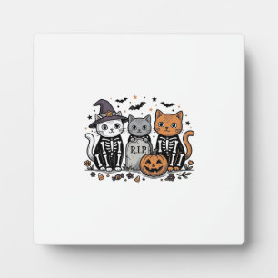 Süße Skelett Katzen Halloween Vintage Gravur Shi Fotoplatte