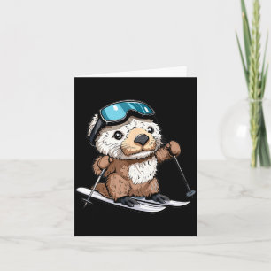 Süße Skifahrende Seeotter Karte