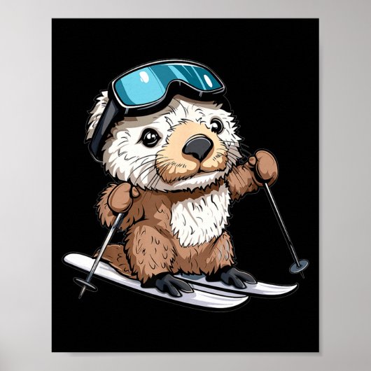 Süße Skifahrende Seeotter  Poster (Vorne)