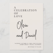 Süße Skript-Foto-QR-Code-Hochzeit Einladung (Vorderseite)
